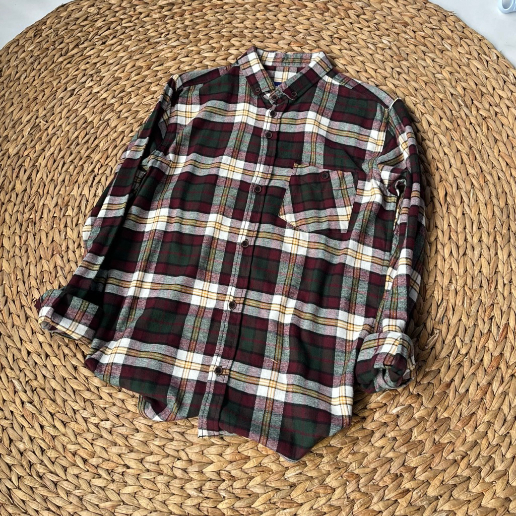 (BISA COD) Daily 034 Kemeja Flanel Terlaris Lengan Panjang Pria Wanita Hem Premium Quality Kameja Ke