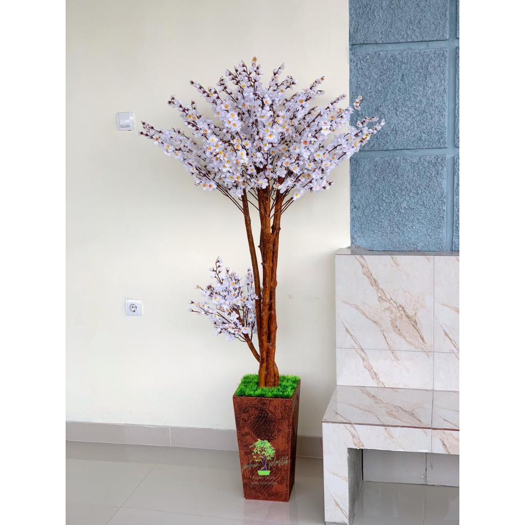 Bunga sakura artificial 170cm hiasan dekorasi hias sakura imlek meihua pohon pojok bunga plastik