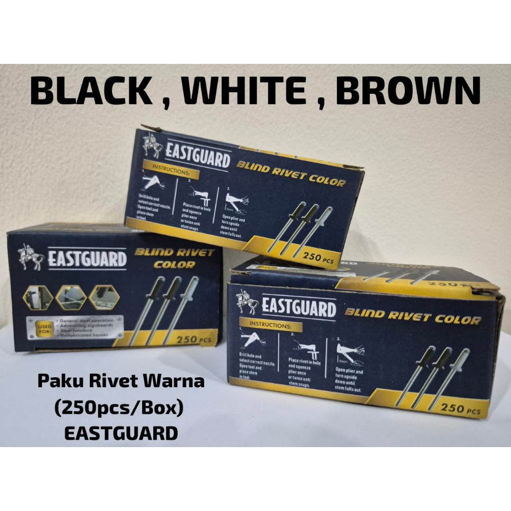 (isi 250pcs) PAKU RIVET 435 HITAM PUTIH COKLAT - Paku Rivet warna - Paku Rivet 250pcs - Blinds Rivet