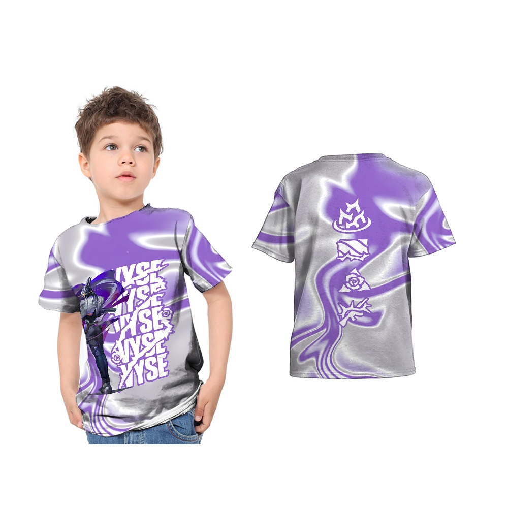 Baju Kaos Jersey Anak Vyse Valorant Karakter Game Action Purple Custom Full Print