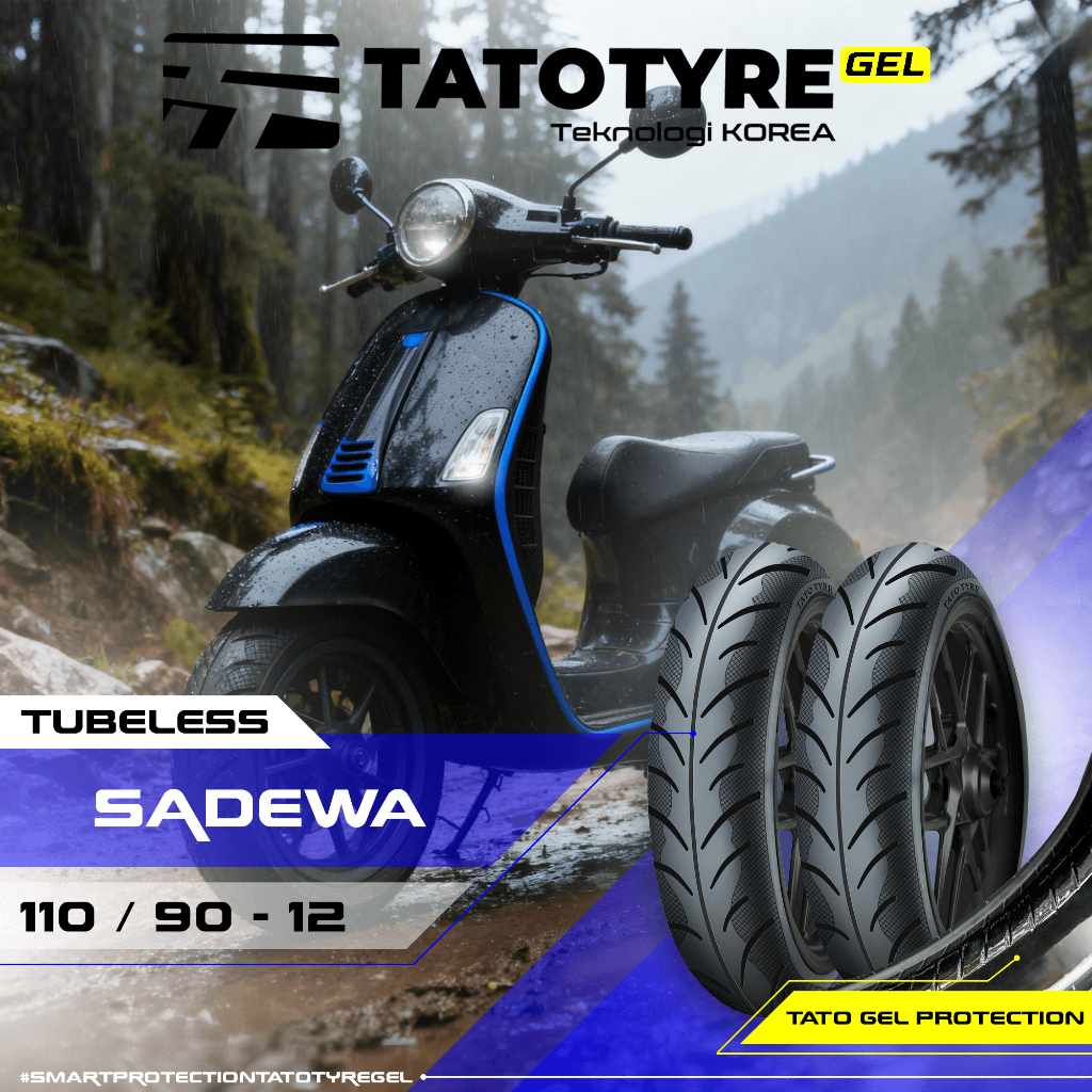 Ban Luar Tubeless Motor SADEWA 110/90 Ring 12" TATOTYRE GEL (110/90-12) Scoopy, Genio, Beat Street N