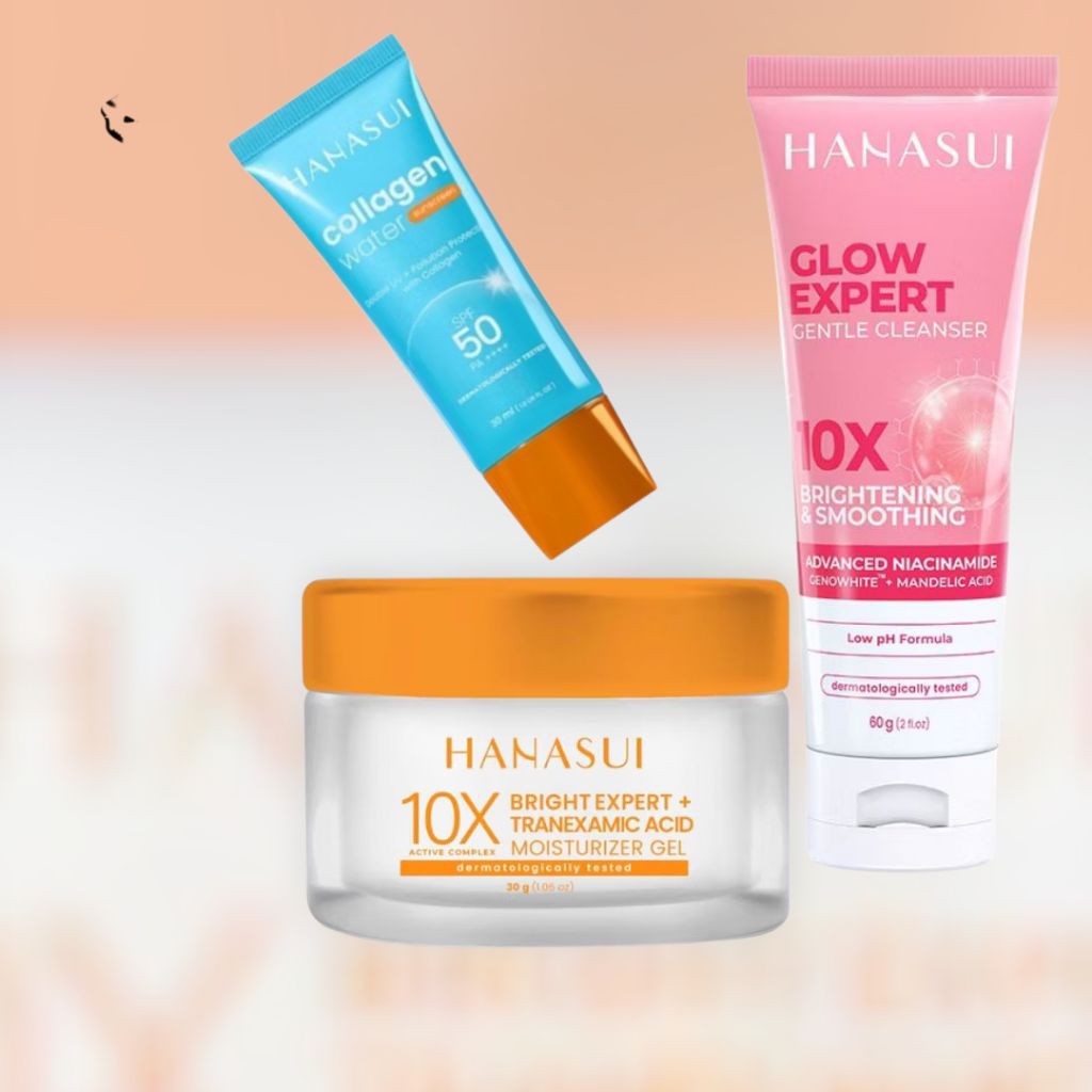 HANASUI Skincare Basic Isi 3 pcs Sabun Wajah Suncren Sunscreen Pelembab Mousturizer Moist Gel Paket 