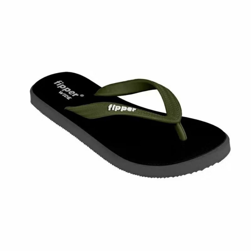 Fipper Wide Black Grey Dark/ Green Army