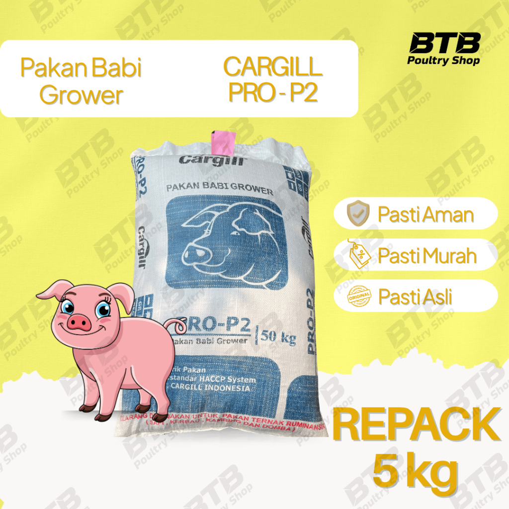 CARGILL PRO P2 Pakan Babi Grower Pur Babi Grower Repack 5Kg | 1Kg