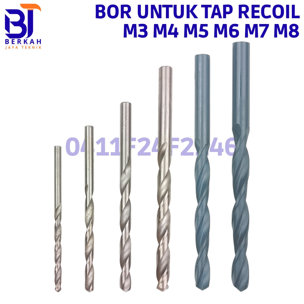Mata Bor Untuk Tap Recoil M3 M4 M5 M6 M7 M8 HSS Twist Drill Bukan Nachi