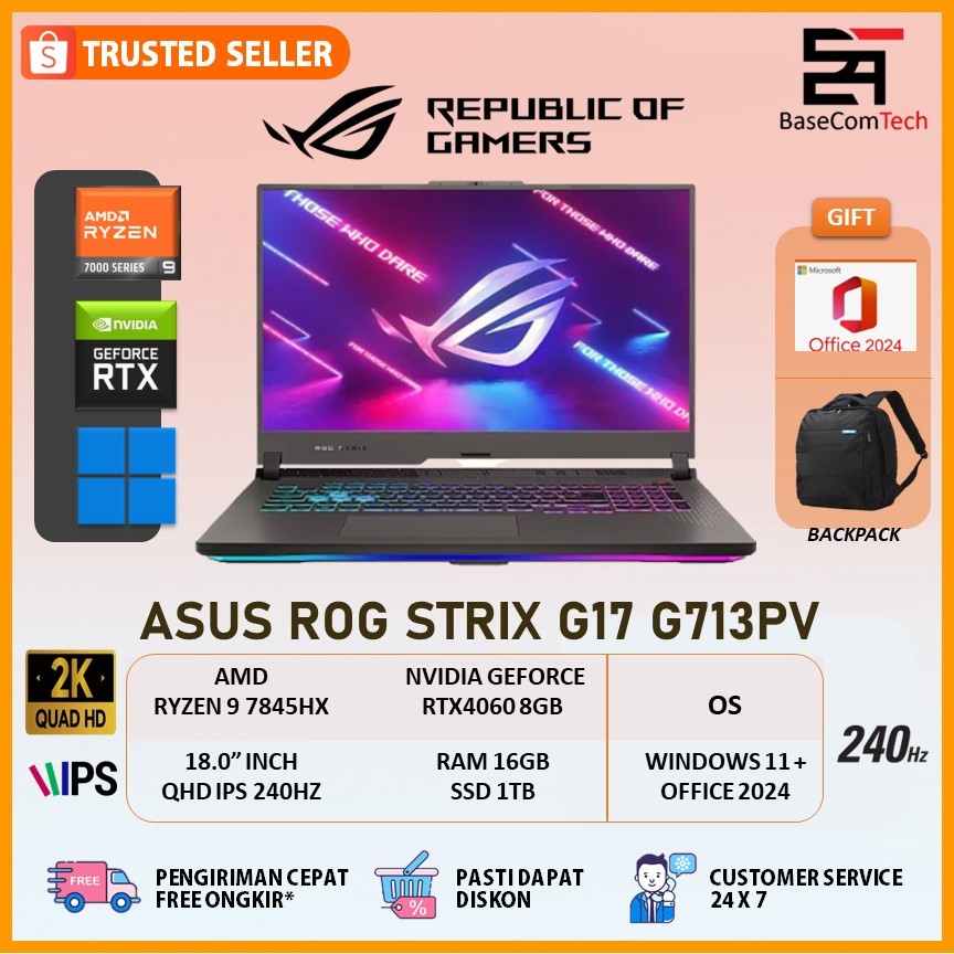 Asus ROG STRIX G17 Ryzen 9 7845HX RTX4060 8GB 16GB/1TB 17.3 inchi WQXGA 240Hz