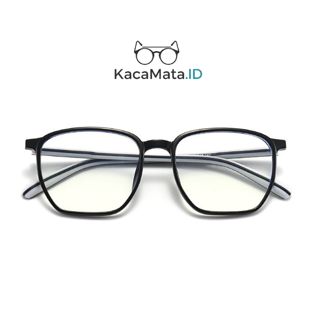 Frame & Kacamata Model Kotak Pria & Wanita Antiradiasi Minus Photocromic Bluecromic KacaMata_IDN