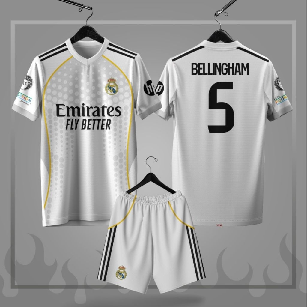 jersey anak real Madrid bellingham kaos bola anak real Madrid bellingham kaos anak Madrid home away 