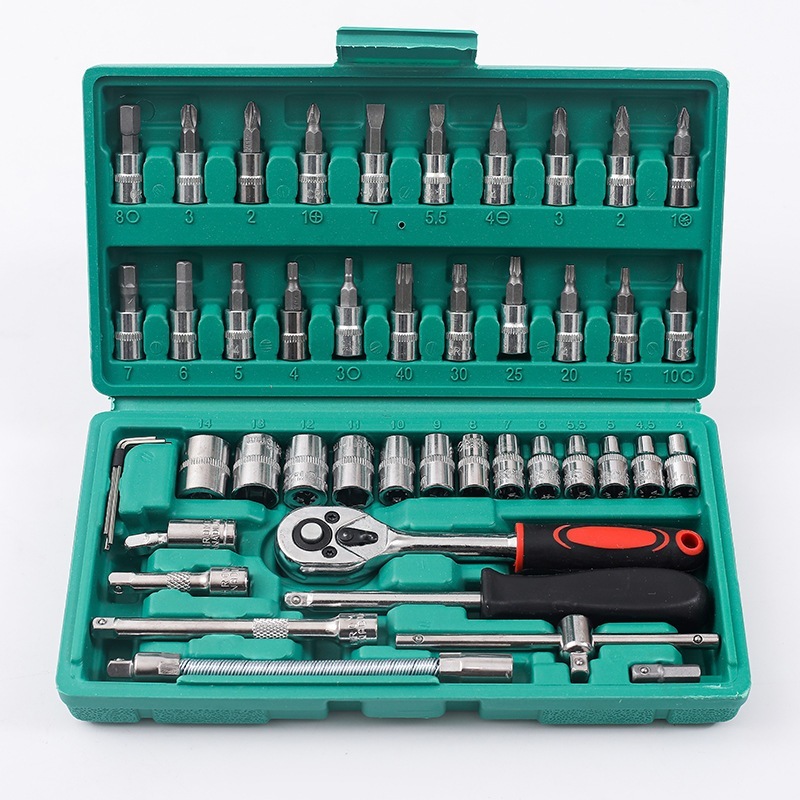 Tipe Tekiro 46PCS Kunci Sok Set Socket Full Lengkap Socket Tool Kit Pas Ring Motor Kunci Socket Wren