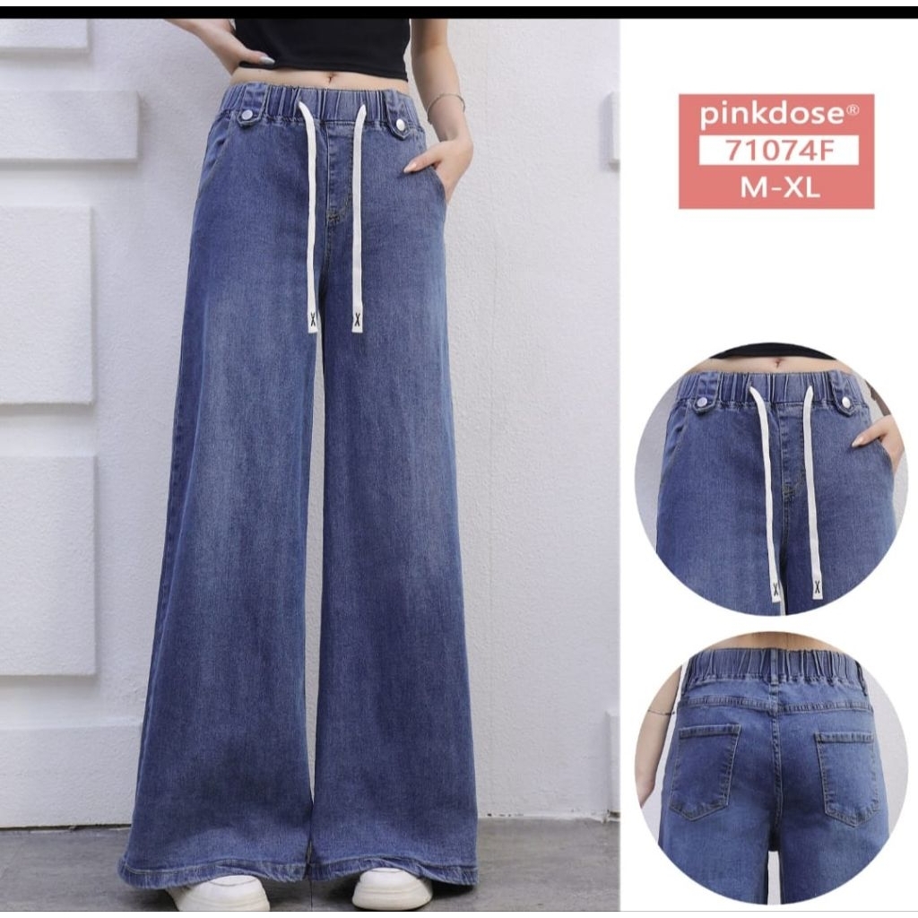 Yos Always By Yossi Celana Kulot Jeans Pinkdose Skena Wide Leg Bahan Lembut Dan Elegan Original Pink