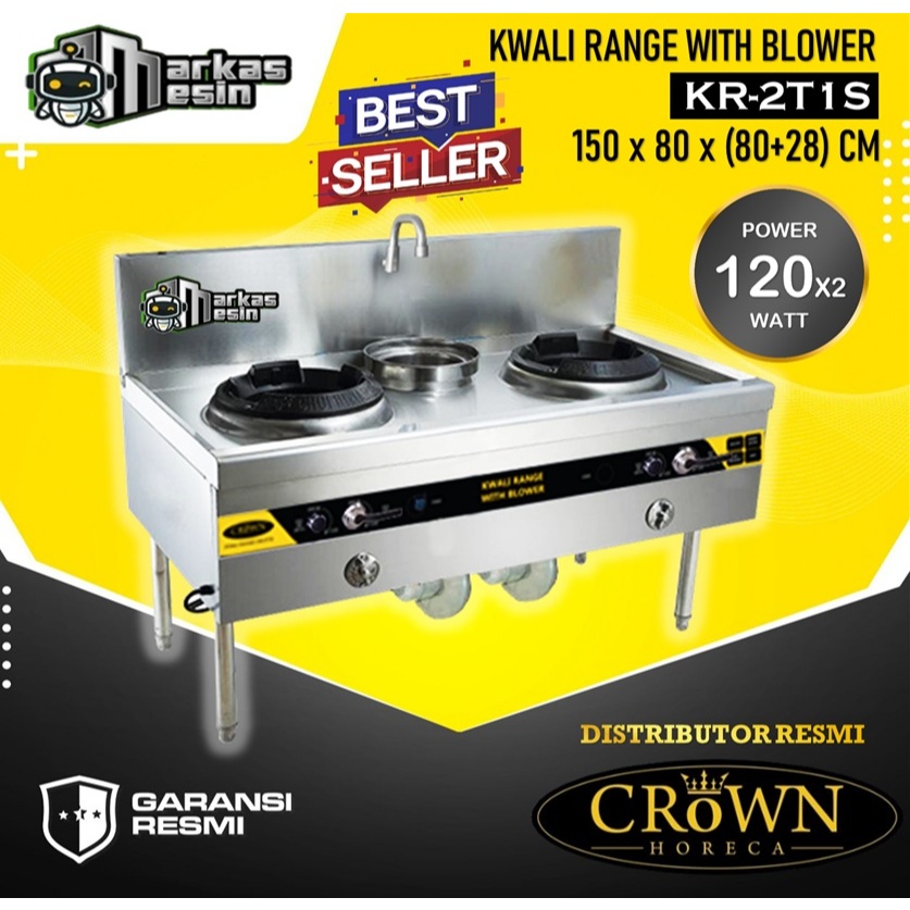 Kwali Range with Blower CROWN KR-2T1S Kwali Range High Pressure HKR-2T1S 2 Burner 1 Soup Ring