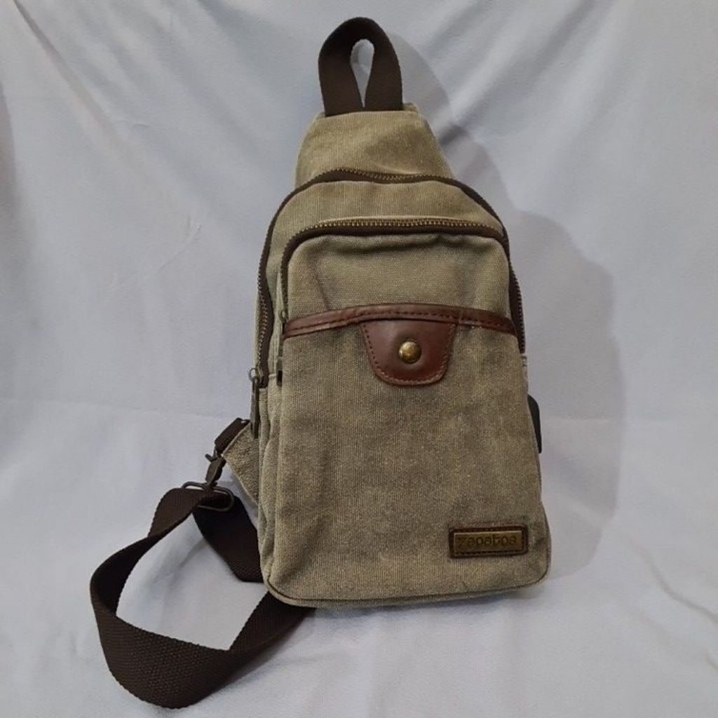 ZAPATOS Leather Canvas Crossbody Bag