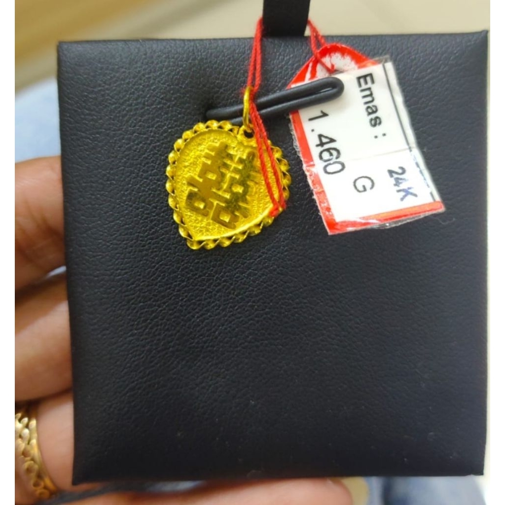 Liontin emas 24k xuang xi hati