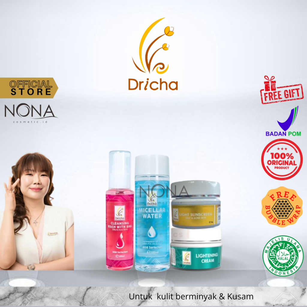 BUNDLING DRICHA LIGHT SUNSCREEN + LIGHTENING CREAM + CLEANSING WASH + MICELLAR