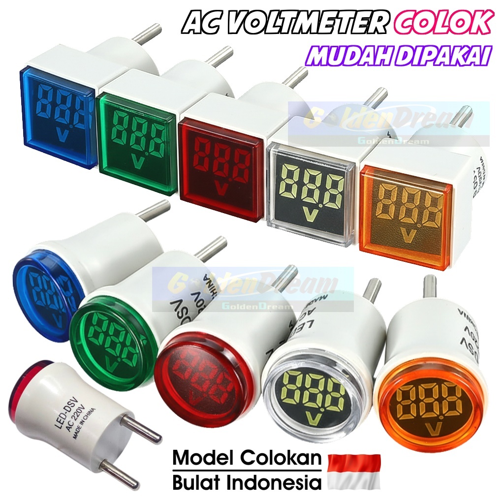 LED DSV - Voltmeter Colok Mini Digital Alat Pengukur Tegangan Listrik AC 220V 110V 50V-500V Stop Kon