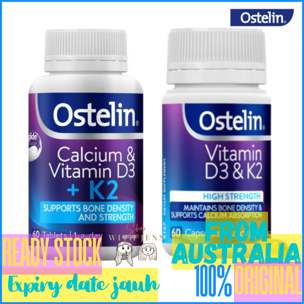 Ostelin Calcium & Vitamin D3 + K2 60 Tablets Supports Bone Density & Strength Untuk Tulang