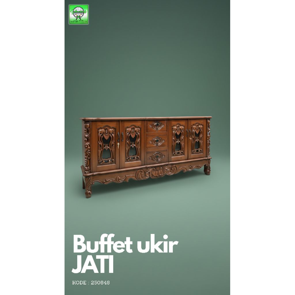 BUFFET MEJA TV UKIR KAYU JATI MINIMALIS/ BUFFET TV KAYU JATI MINIMALIS/ BUPET UKIR JATI (KODE : 2508