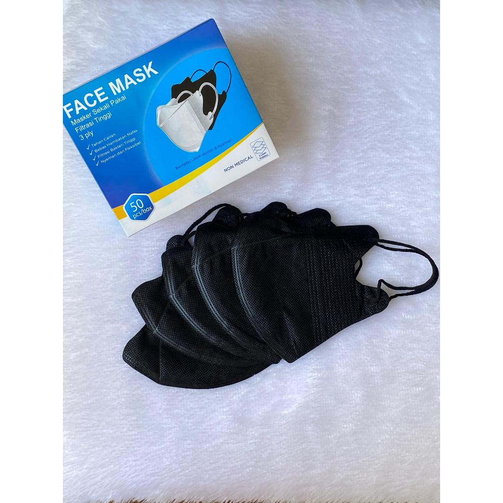 Trouve Masker Duckbill 50 Pcs Tebal Duckbill Warna Warni Hitam Putih 1 Box Face Mask Mix Warna
