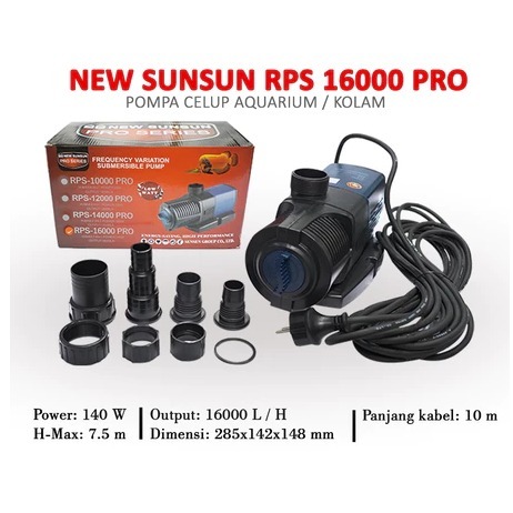 PROMO Sunsun RPS 16000 PRO Pompa Air Water Pump Akuarium Kolam Hemat Listrik Kabel Panjang 10 meter