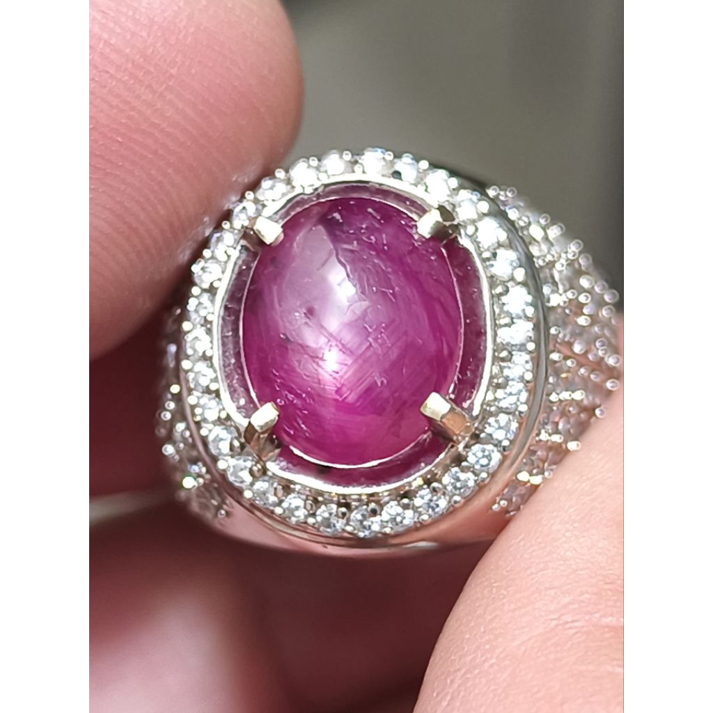 Batu Ruby Star 5.35 carat memo MRI ring perak HQ