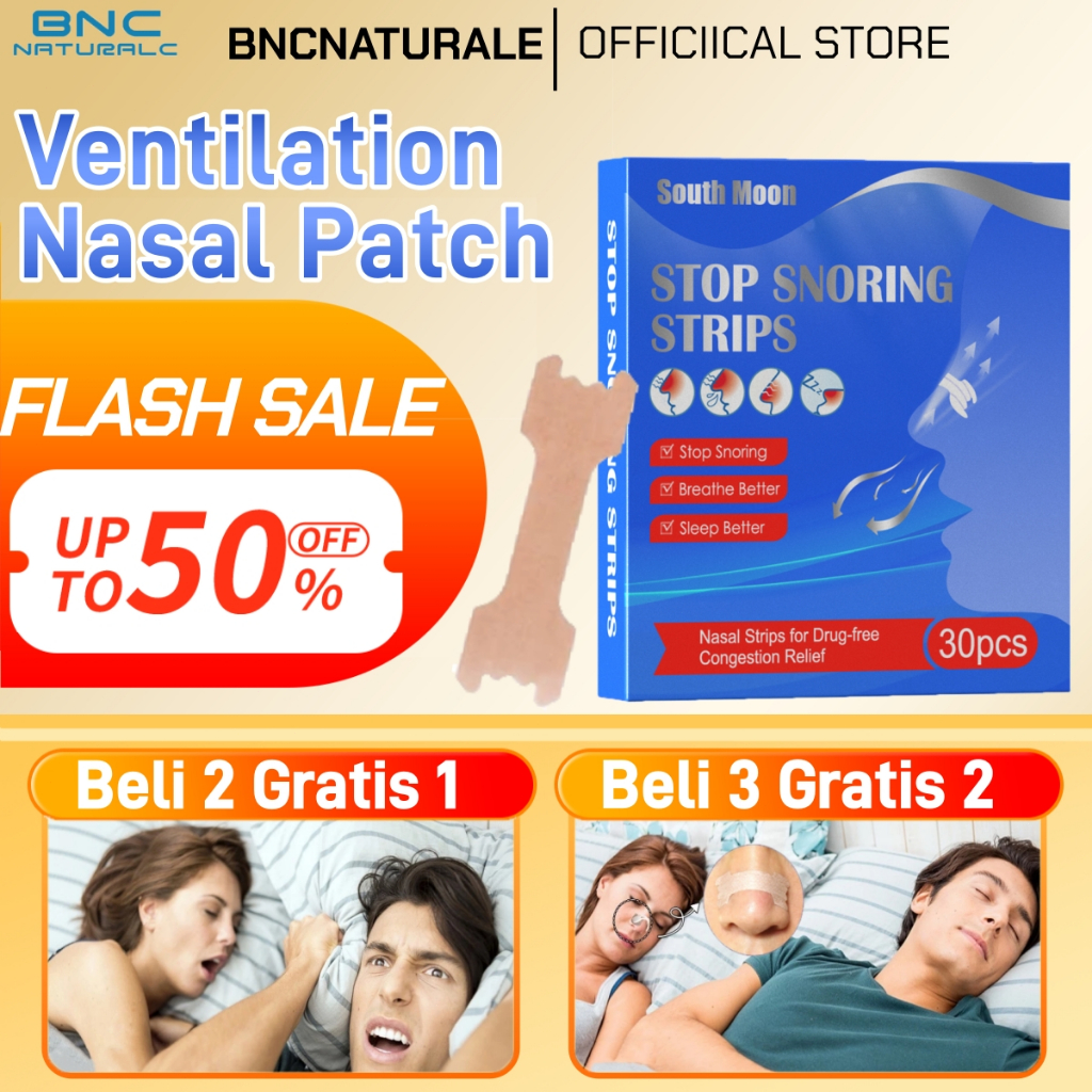 Bncnaturale Snoring Strip 30pcs Plester Hidung Anti Dengkur Anti Snoring Plester Hidung Tersumbat