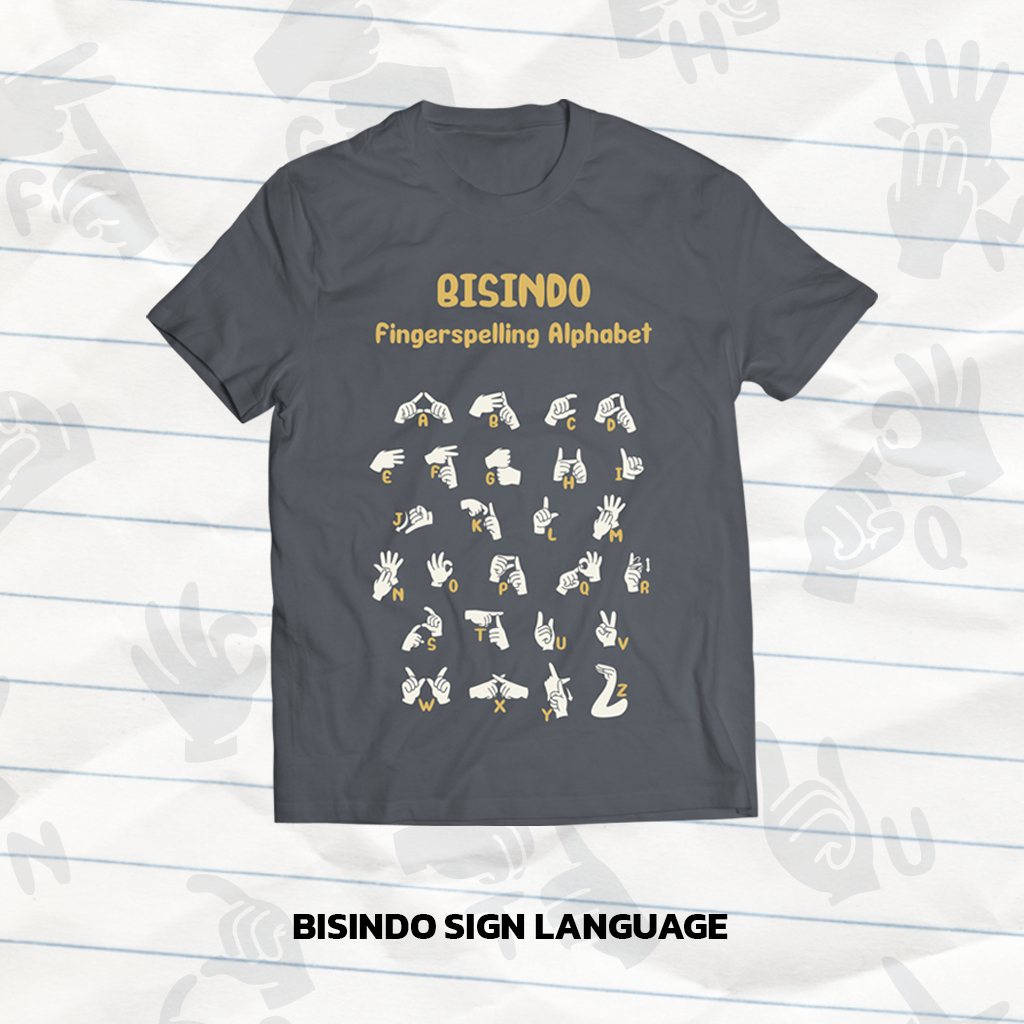 PRE ORDER KAOS ABJAD BAHASA ISYARAT INDONESIA BISINDO COMBED 30S COWOK CEWEK