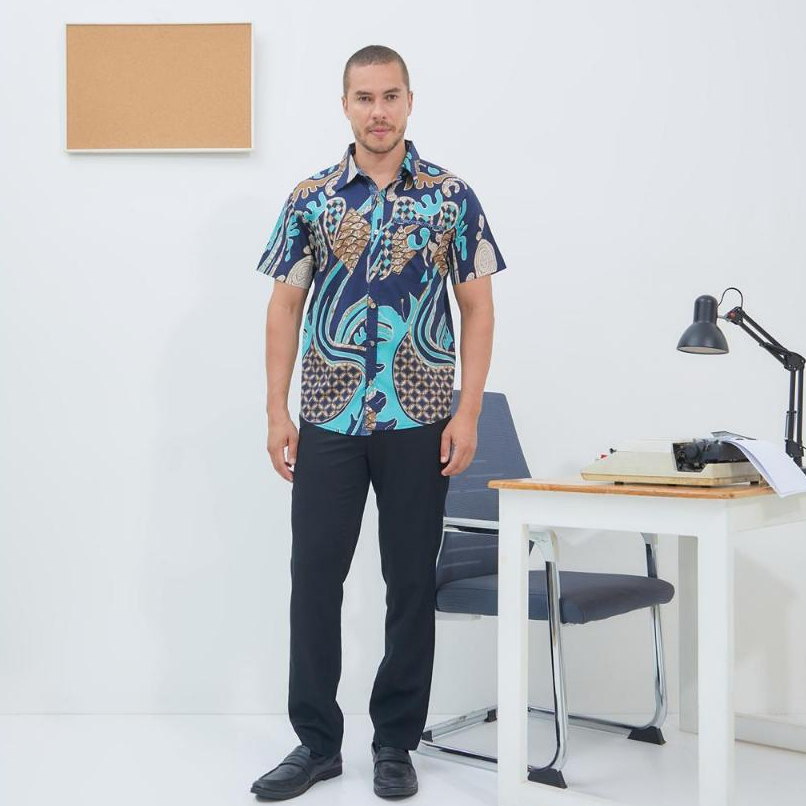 Kemeja Batik 113 AYU/ Atasan batik Pria/ Couple Batik/ Seragam Batik/ Batik Biru/ Nuansa Batik/ Bati