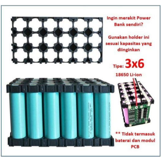 Holder Spacer Bracket Baterai 18650 3x6