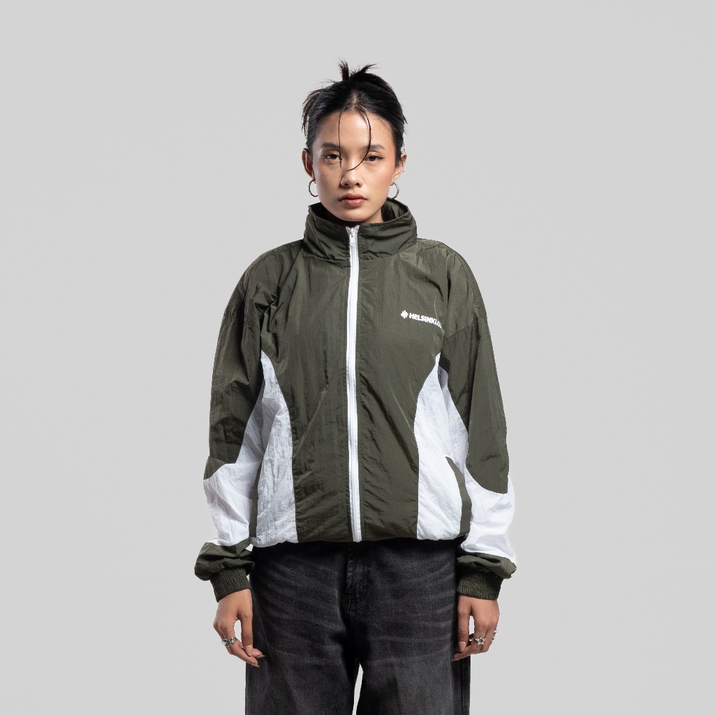 Helsinki Windbreaker Tracktop Jacket Wave Colorblock Nylon Crinkle