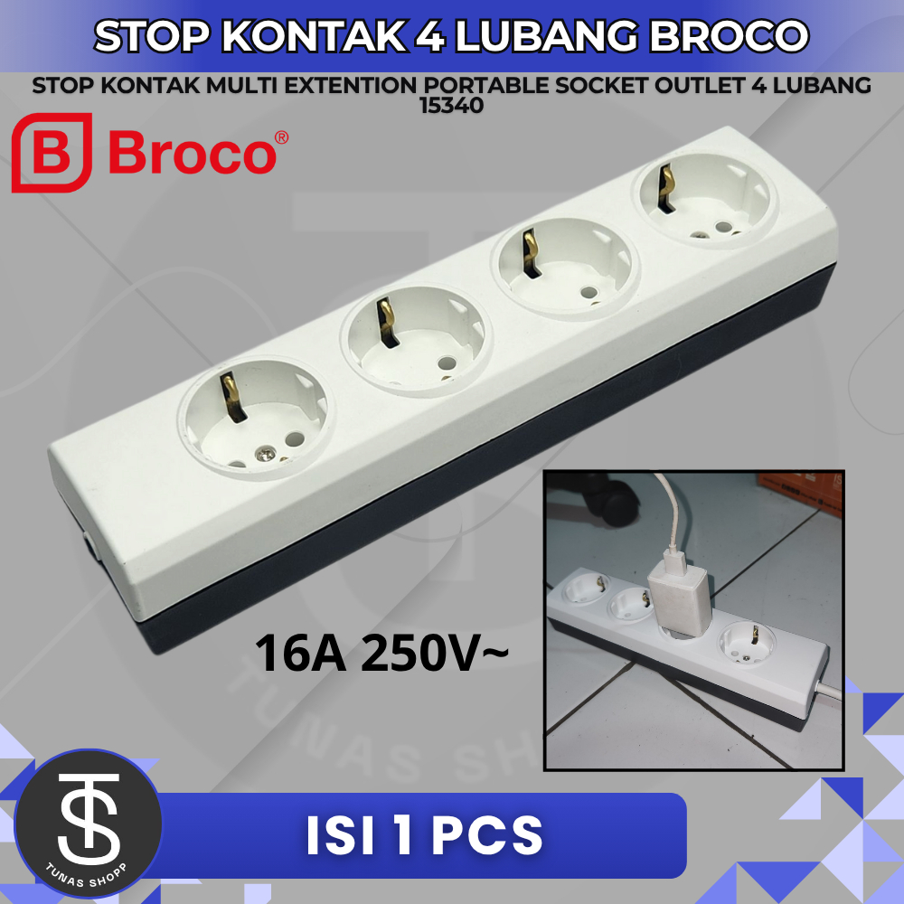 STOP KONTAK 4 LUBANG BROCO 15340 /STOP KONTAK 4 LUBANG BROCO / Stop Kontak Broco 4 Lubang / Stop Kon
