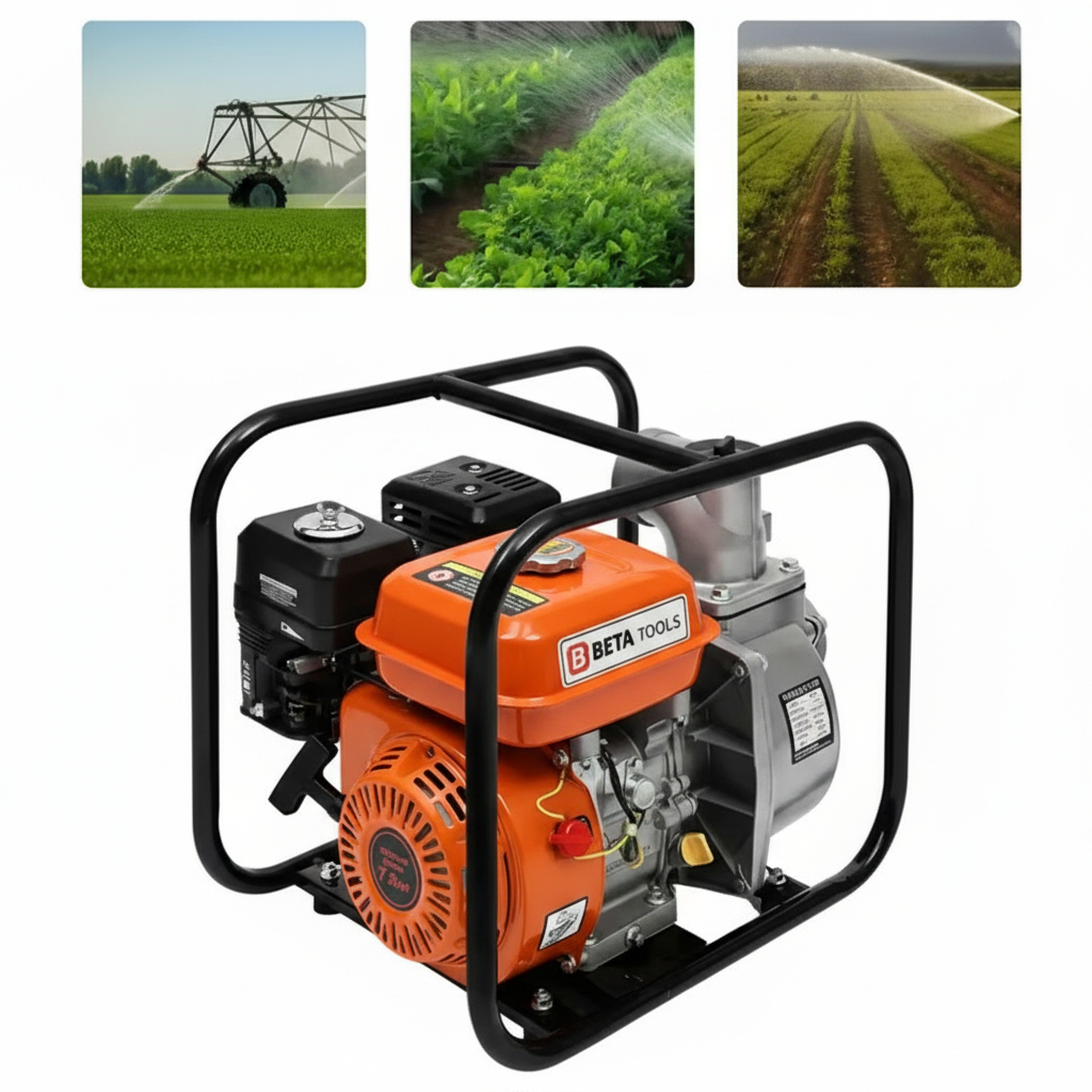 BETA TOOLS Agricultural Irrigation Mobile Gasoline Water Pumps, High-Capacity Engine, 3-inch/4-inch 