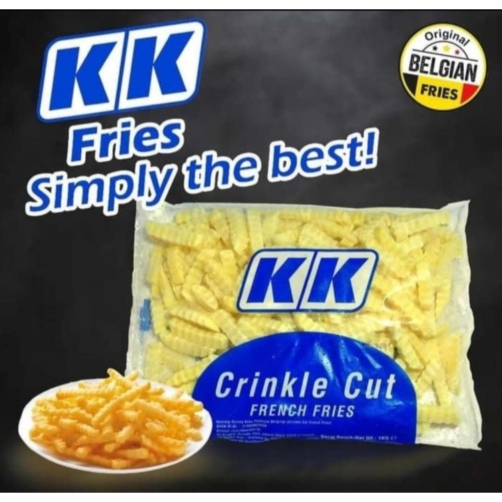 Promo KK crinkle cut 1kg / KK shoestring 1kg / french fries kentang goreng beku bergerigi