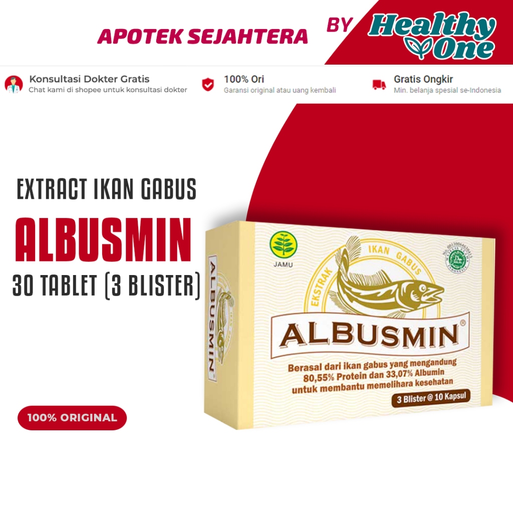 Albusmin 30 Kapsul - Extrak Ikan Gabus / Protein Tinggi / Obat Pasca Operasi