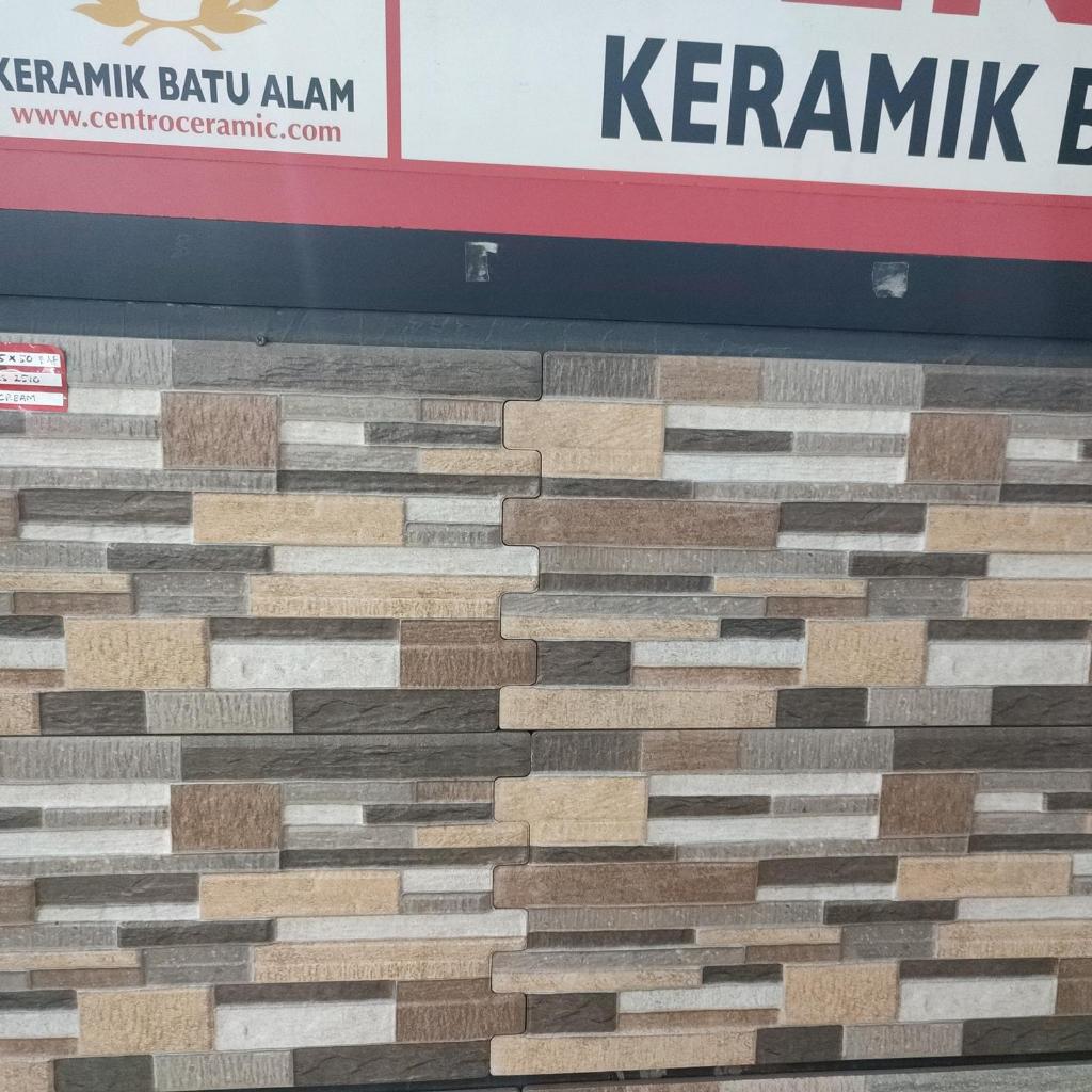 Keramik Dinding Batu Alam 25x50 (Indoor/outdoor) - LS 2510 CREAM