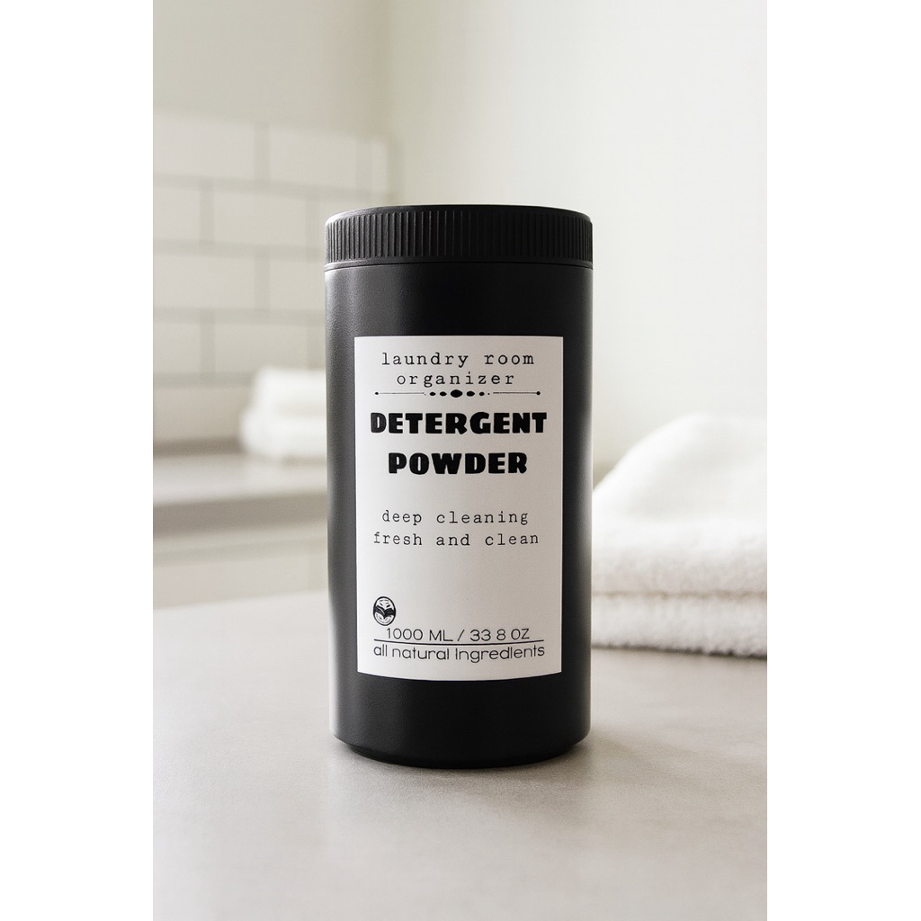 Es_Teh_Mamam Tempat Detergent Bulat Hitam 1000Ml Label Silver Gold Aesthetic Laundry Room Tempat