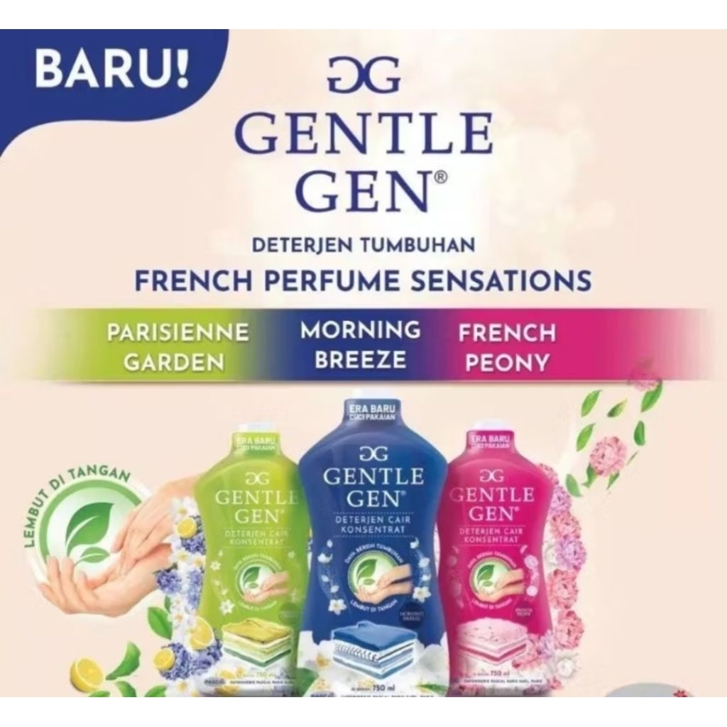 GENTLE GEN DETERJEN PAKAIAN CAIR // DETERJEN TUMBUHAN PELEMBUT + PEWANGI 700ML ( BOTOL )