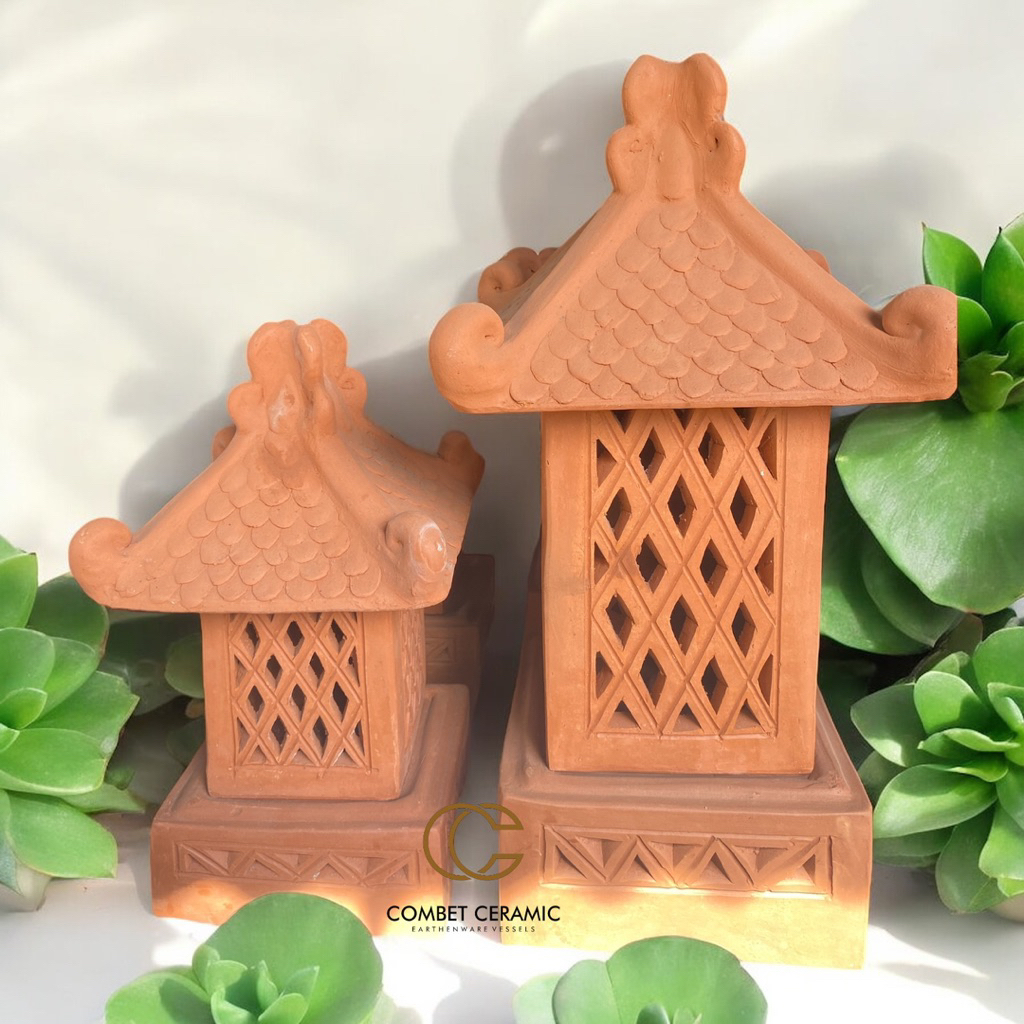 Kap Lampu Taman Joglo Teracota Gerabah Tanah Liat - Kap Lampu Pagar Hias Teracota Gerabah Tanah Liat