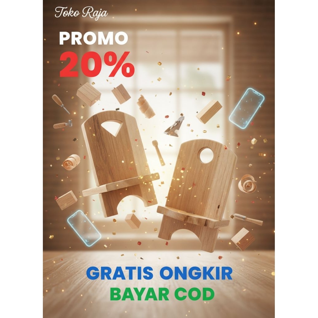 Stand HP Kayu Jati Asli Premium