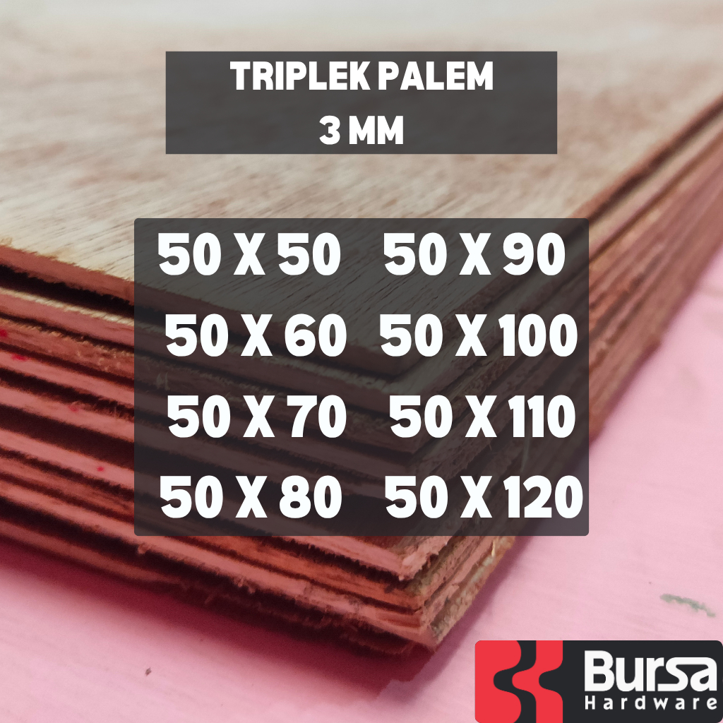 Triplek Palem 3mm Custom Plywood Multiplek Lebar 50cm Panjang 50-120cm