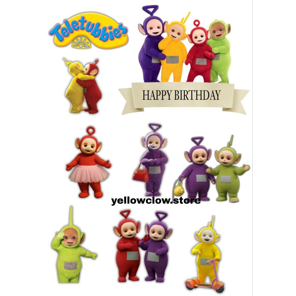 Topper Custom Nama Teletubbies/Topper Kue Ulang Tahun Teletubbies