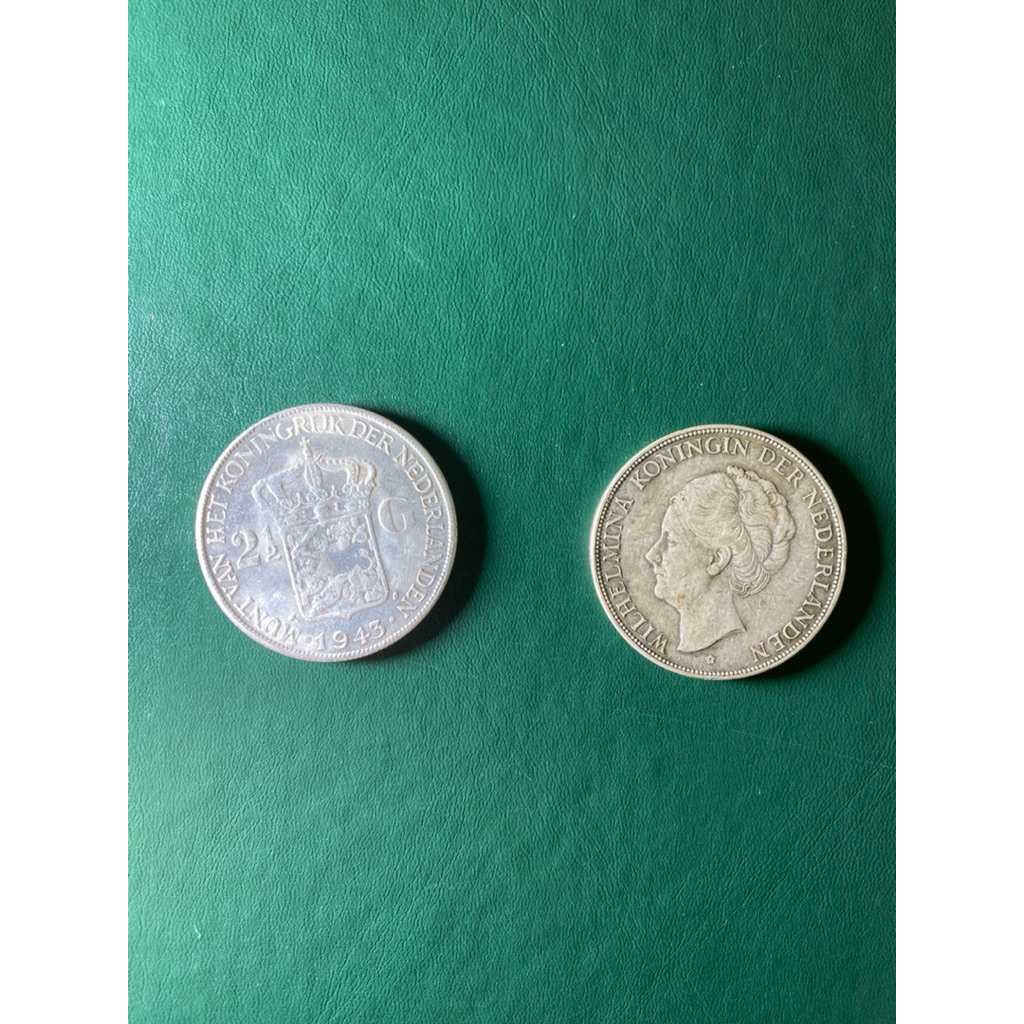 Koin Kuno Langka Asli Perak Wilhelmina 2 1/2