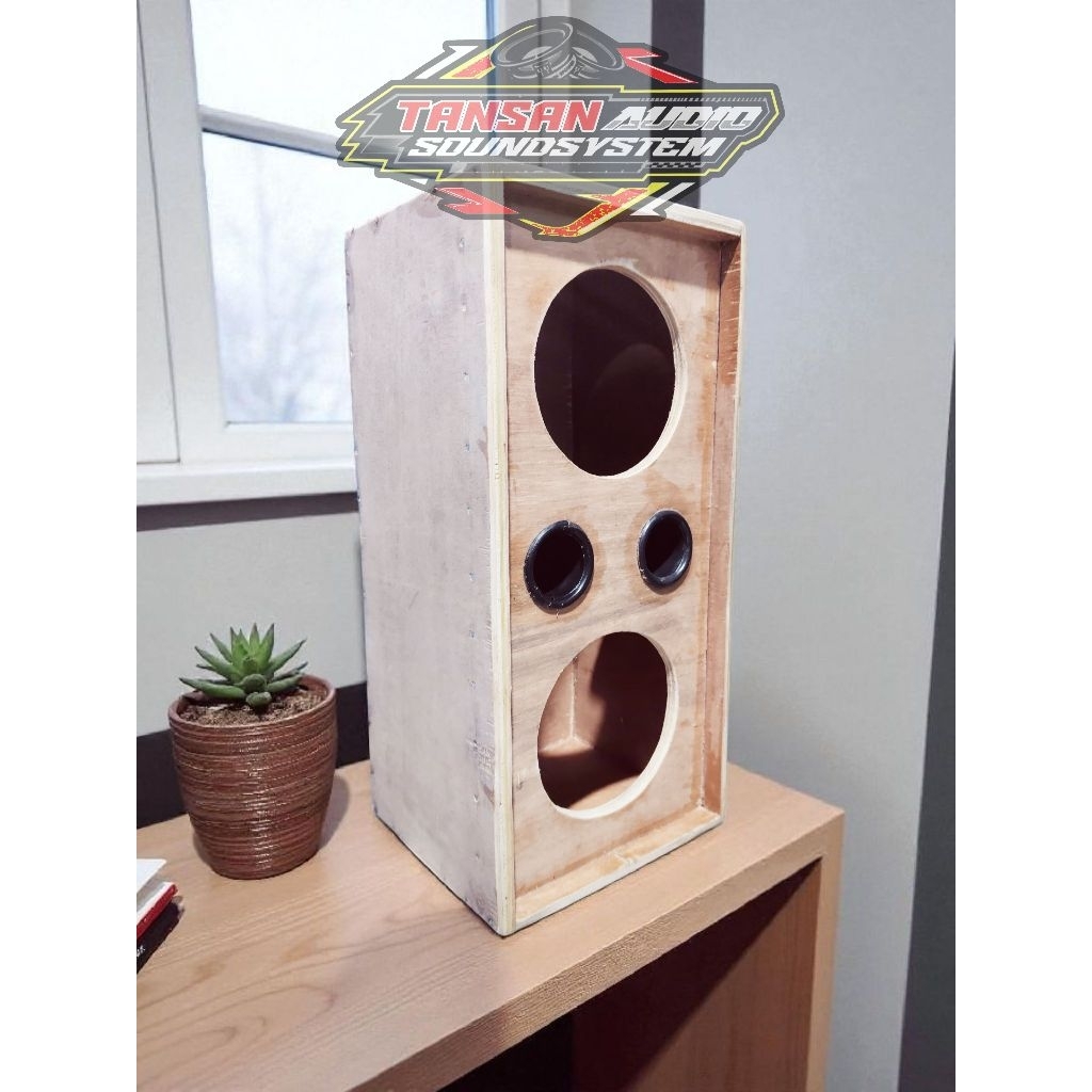 Box Speaker 4 5 6 inchi double, lubang angin bulat