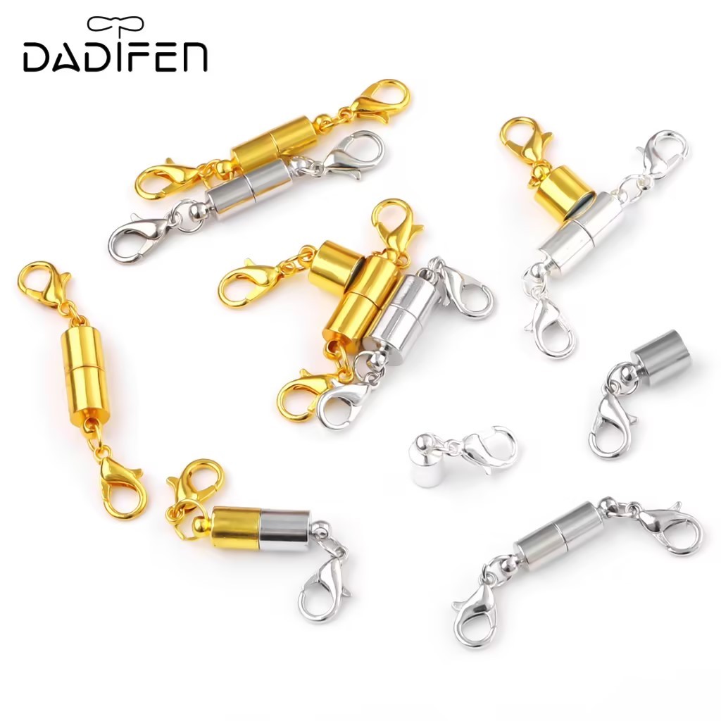 [Daidifen] 5pcs Kait Magnet Tembaga Logam dengan Kait Lobster untuk Gelang Kulit, Konektor Kalung, d