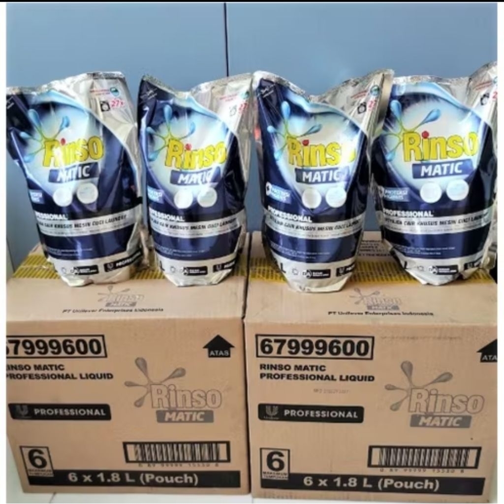 1dus rinso matic jumbo 6pcs  | 1 dus rinso Cair matic Jumbo Murah 1.7L | Rinso Cair matic