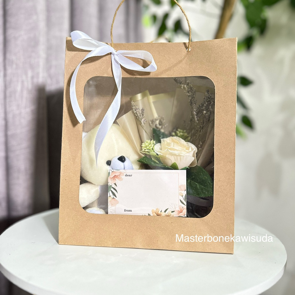 TIPE 2 POLOSAN // Tas Hampers wisuda Tas mika boneka / buket bunga artificial/ kado wisuda  / buket 