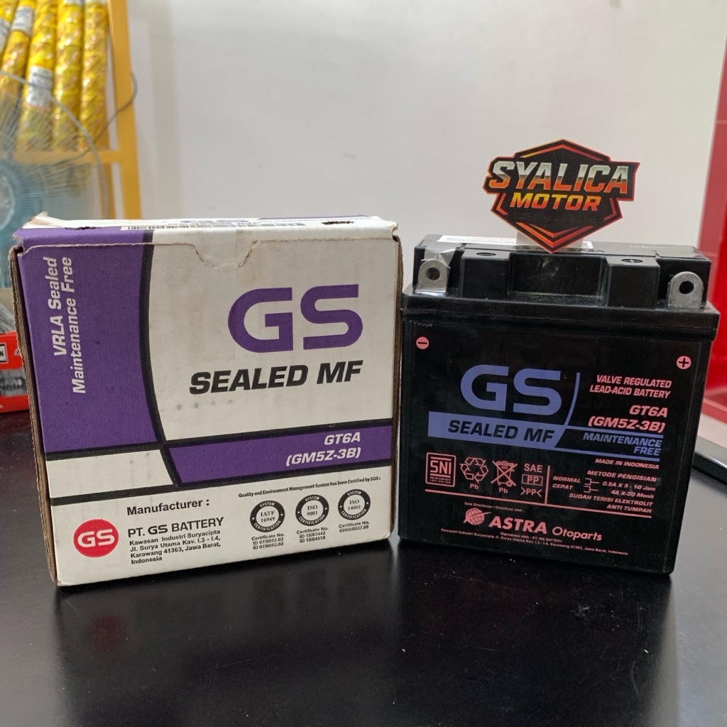 BATERAI MOTOR GS GT6A ORIGINAL | AKI MOTOR GS GT6A ORIGINAL | BATERAI KERING