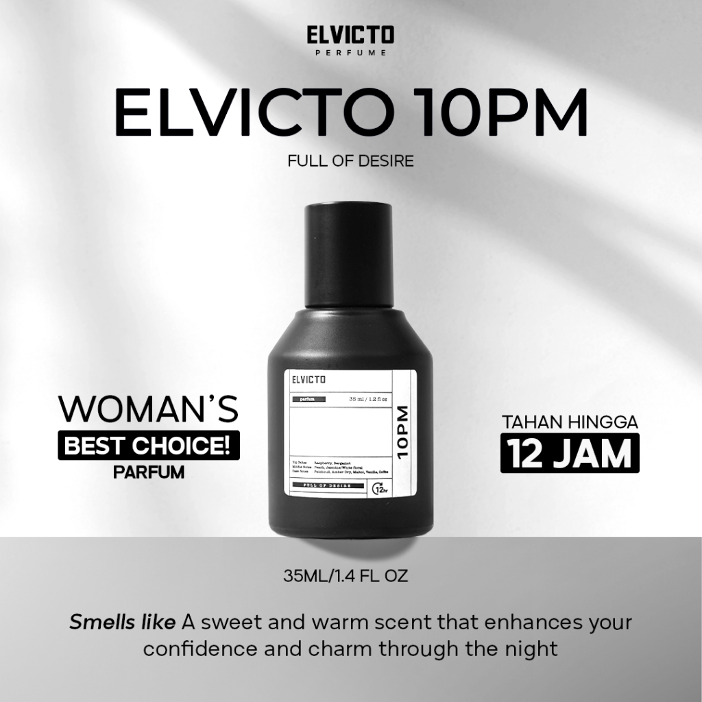 ELVICTO 10PM Extrait de Parfum 35ML | Fruity Ambery Gourmand | Extrait de Parfum Malam Tahan Lama 12 Jam
