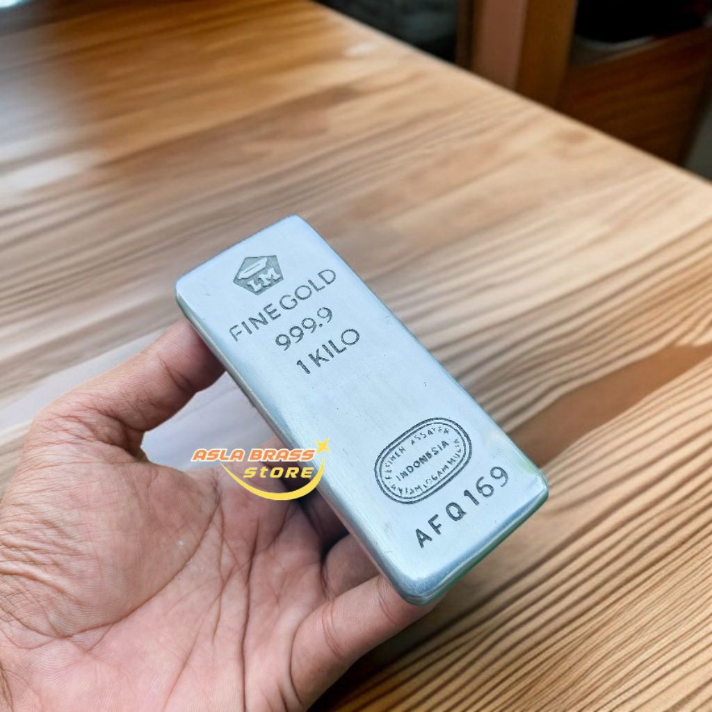 Replika Emas Batangan Silver Gold Alumunium 1kg Miniatur Diecast Logam Mulia Pajangan Lemari 1 Pcs