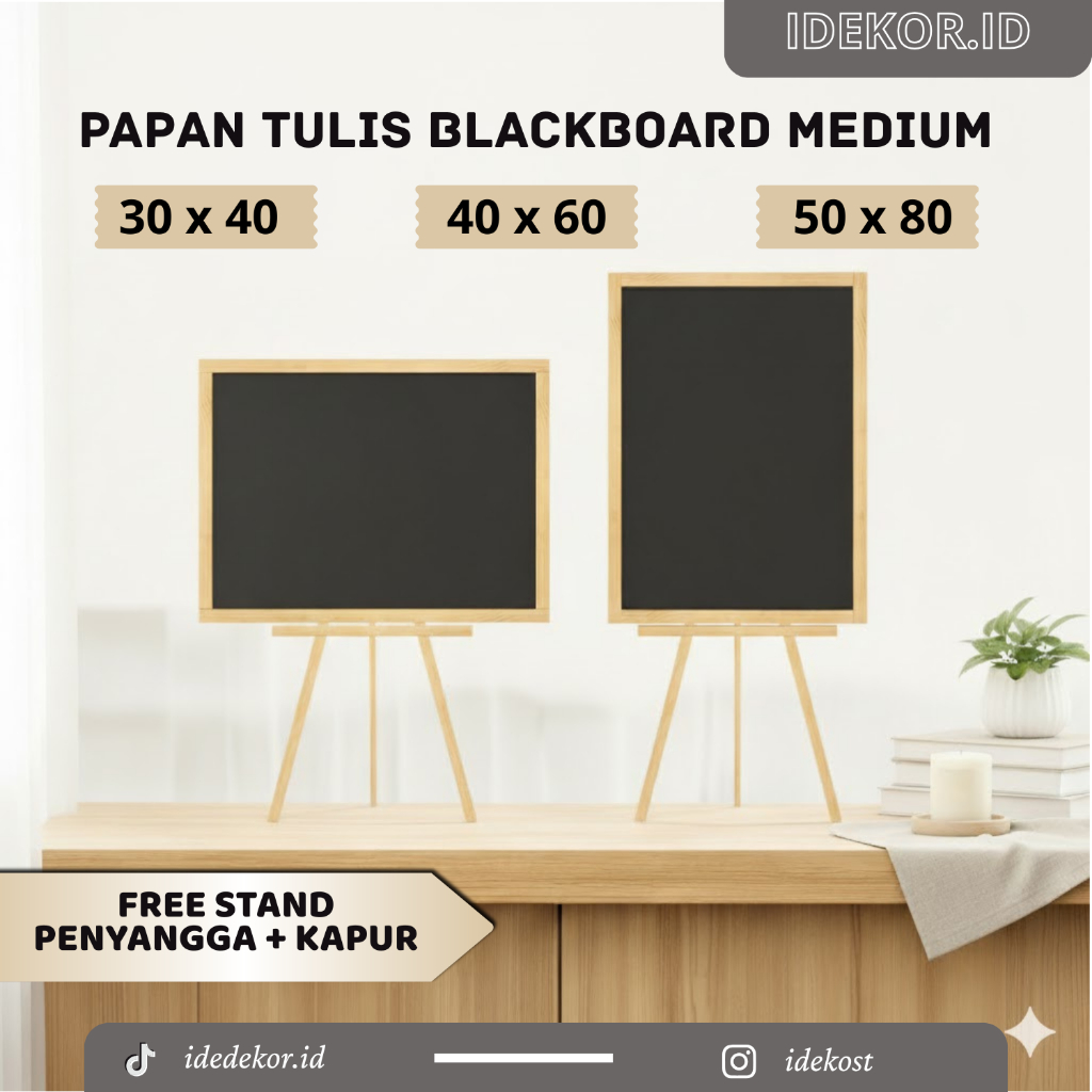 Papan Tulis Kapur Hitam / Blackboard Medium Chalkboard Kayu Jati Belanda 30 x 40cm