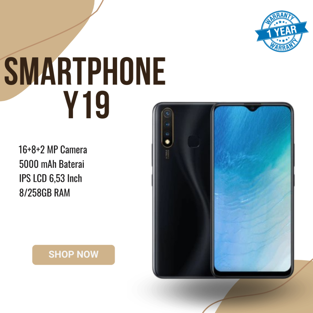 HP SAMRTPHONE VIVO Y19 RAM 8GB/256GB GARANSI 12 BULAN, BATTERAY 5000mAh